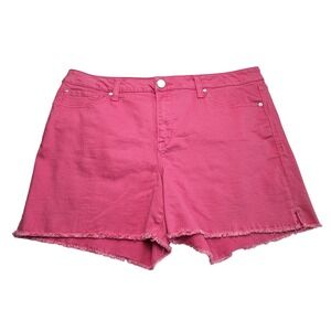 Seven7 Womens Size 16 Hot Pink Denim Cutoff Shorts Frayed Hem Stretch